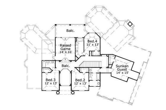 Floor Plan - Upper Floor for European House Plan #411-713 - 5 bed, 4.5 bath