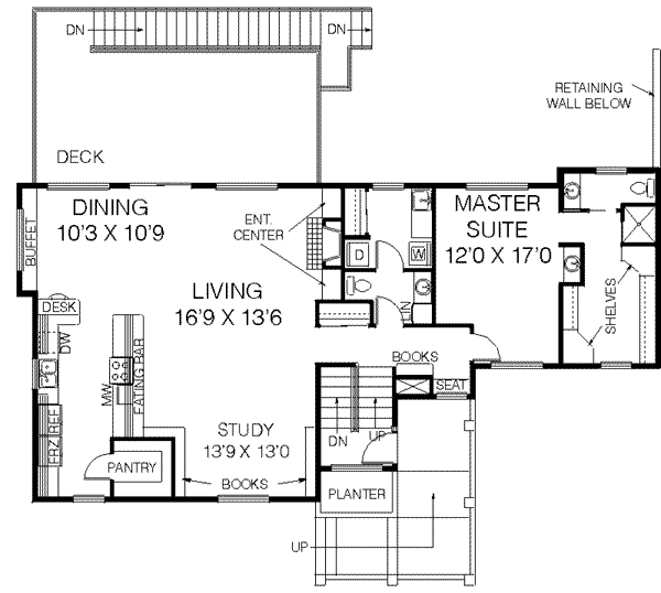 Architectural House Design - Bungalow Floor Plan - Main Floor Plan #60-422