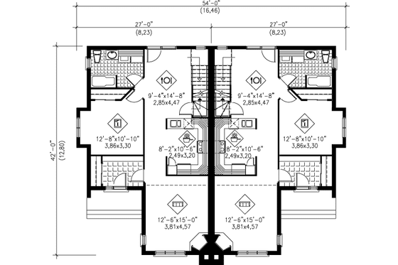 Floor Plan - Main Floor for Modern House Plan #25-372 - 3 bed, 2 bath