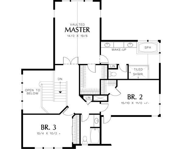 Architectural House Design - Upper level floor plan - 4000 square foot Craftsman home