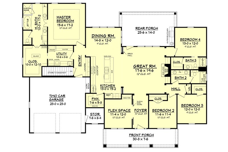 Dream House Plan - Floor Plan - Main Floor for Craftsman House Plan #430-104 - 4 bed, 3 bath