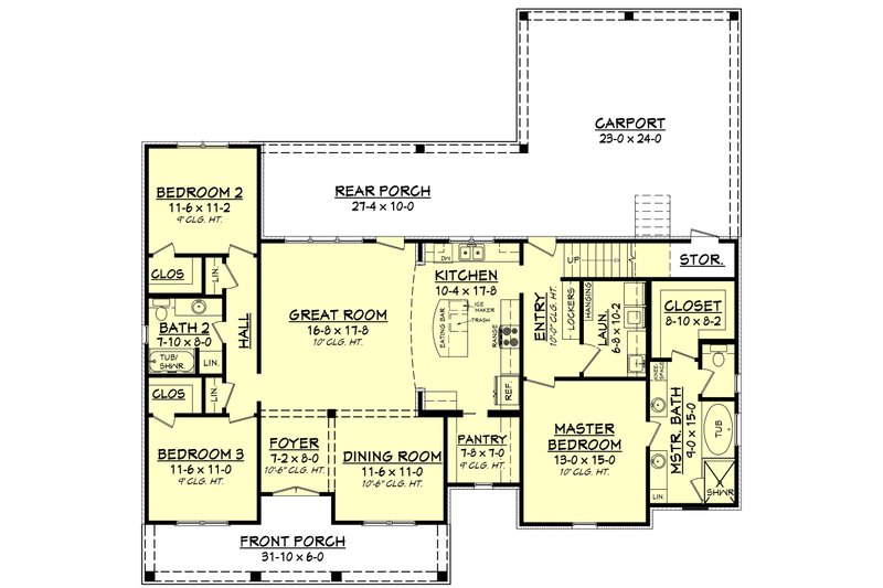 Home Plan - Floor Plan - Main Floor for European House Plan #430-144 - 3 bed, 2 bath