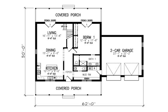 Floor Plan - Main Floor for Farmhouse House Plan #497-69 - 3 bed, 3.5 bath
