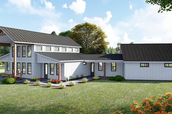 Exterior - Rear Elevation 1 for Barndominium House Plan #932-1202 - 2 bed, 2 bath