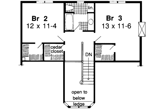 Floor Plan - Upper Floor for European House Plan #312-142 - 4 bed, 3 bath