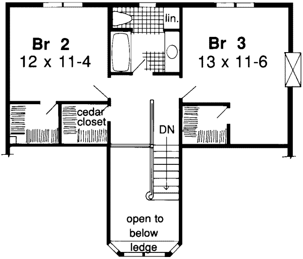 Floor Plan - Upper Floor for European House Plan #312-142 - 4 bed, 3 bath