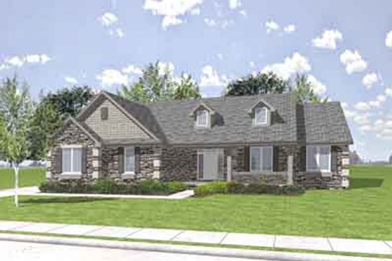 Exterior - Front Elevation for European House Plan #50-268 - 3 bed, 2.5 bath