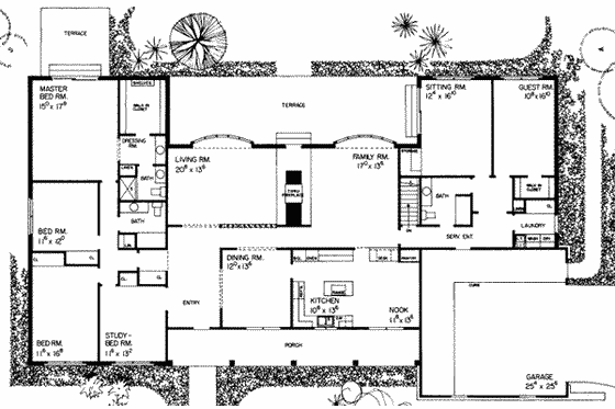 Floor Plan - Main Floor for Ranch House Plan #72-447 - 5 bed, 3 bath