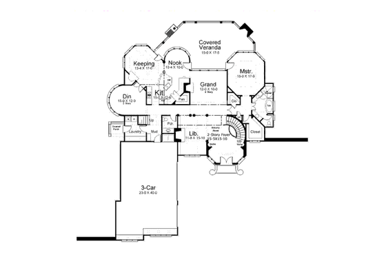 Floor Plan - Main Floor for European House Plan #119-358 - 4 bed, 4 bath
