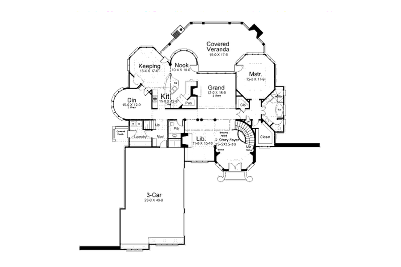 Dream House Plan - Floor Plan - Main Floor for European House Plan #119-358 - 4 bed, 4 bath