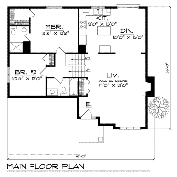 House Blueprint - Traditional Floor Plan - Main Floor Plan #70-109