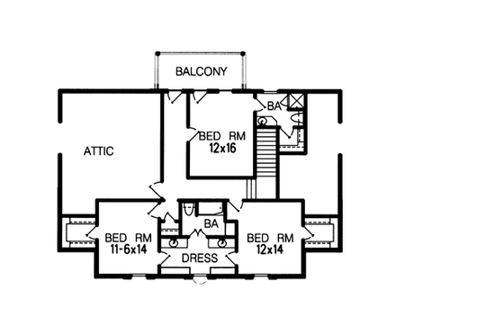 Floor Plan - Upper Floor for Traditional House Plan #15-231 - 5 bed, 4.5 bath