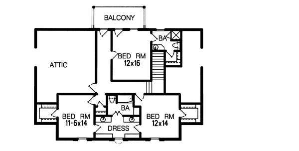 Traditional Floor Plan - Upper Floor Plan #15-231