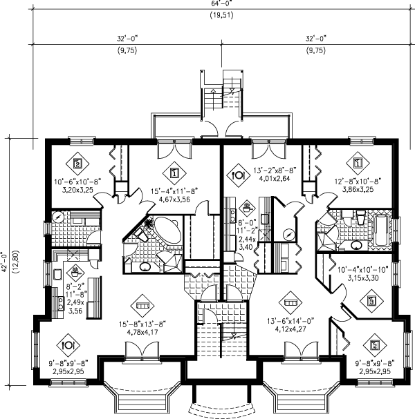 European Floor Plan - Lower Floor Plan #25-306