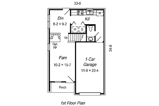 Floor Plan - Main Floor for Cottage House Plan #329-166 - 3 bed, 2.5 bath