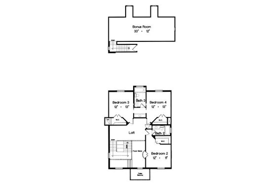 Floor Plan - Upper Floor for European House Plan #417-416 - 5 bed, 4.5 bath