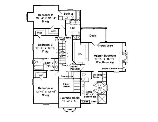 Southern Floor Plan - Upper Floor Plan #410-110