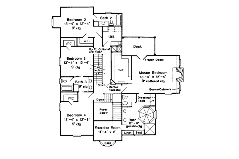 Home Plan - Floor Plan - Upper Floor for Southern House Plan #410-110 - 4 bed, 3.5 bath