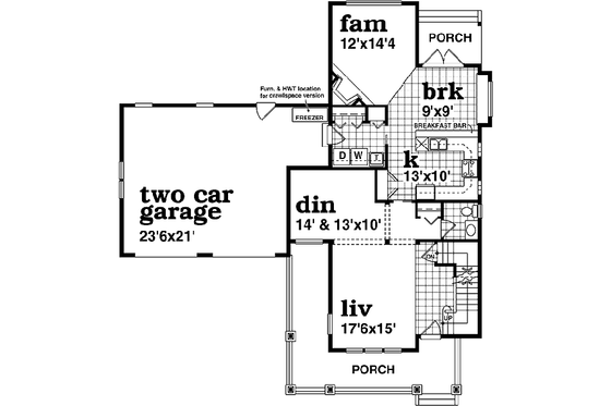 Floor Plan - Main Floor for Country House Plan #47-424 - 3 bed, 2.5 bath