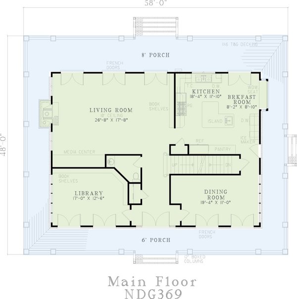 Southern Floor Plan - Main Floor Plan #17-2053