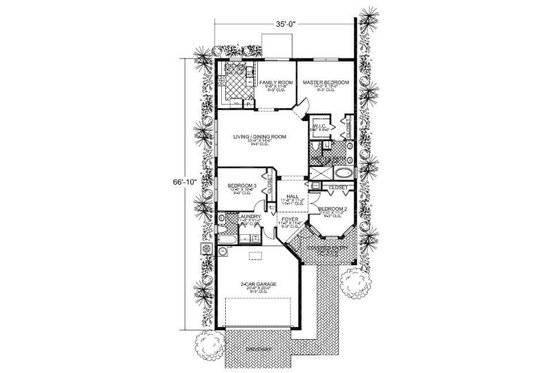 Floor Plan - Main Floor for Mediterranean House Plan #420-206 - 3 bed, 2 bath