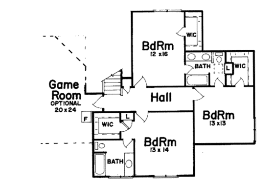 Floor Plan - Upper Floor for Traditional House Plan #52-126 - 4 bed, 3.5 bath