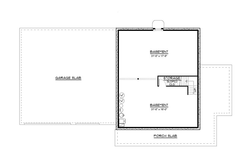 House Blueprint - Floor Plan - Lower Floor for Barndominium House Plan #1064-495 - 3 bed, 2.5 bath