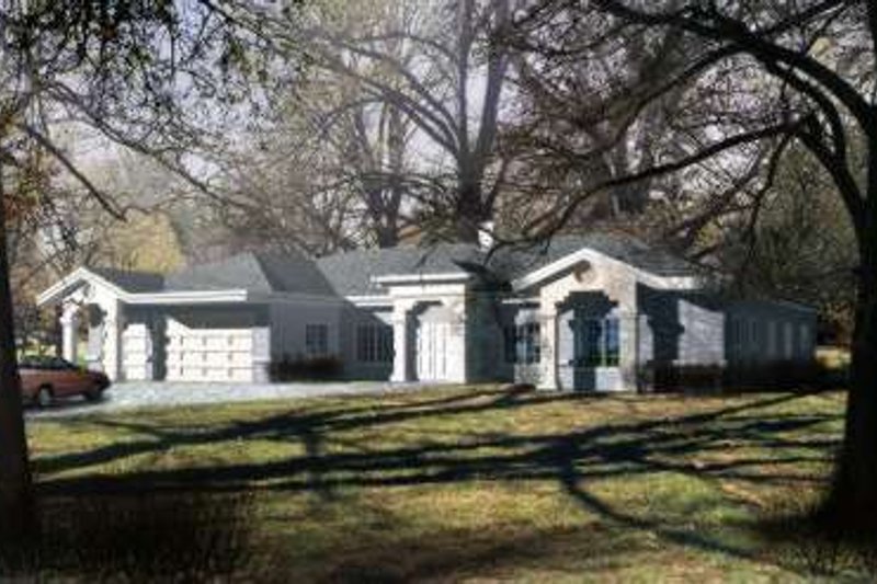 Architectural House Design - Adobe / Southwestern Exterior - Front Elevation Plan #1-813