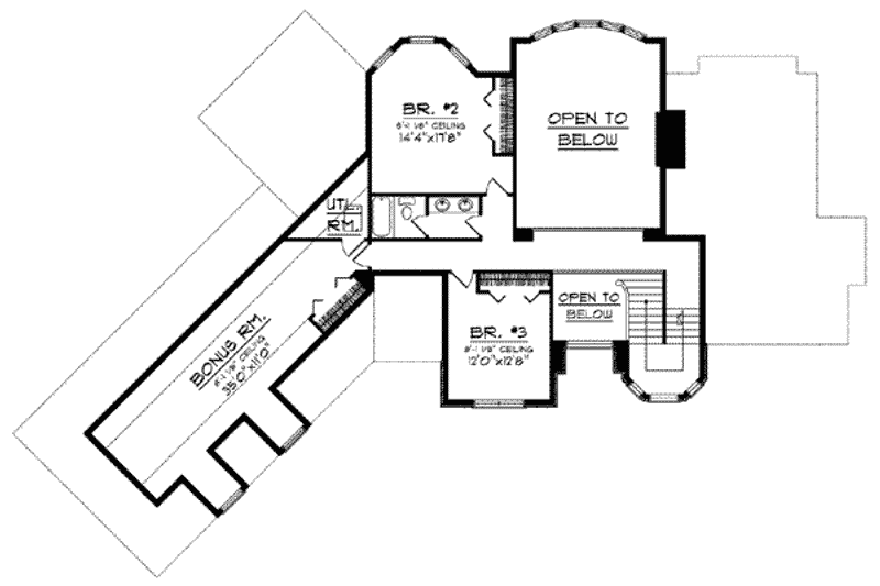 Architectural House Design - Floor Plan - Upper Floor for European House Plan #70-848 - 3 bed, 2.5 bath