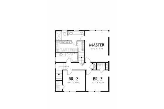 Floor Plan - Upper Floor for Craftsman House Plan #48-489 - 3 bed, 2.5 bath