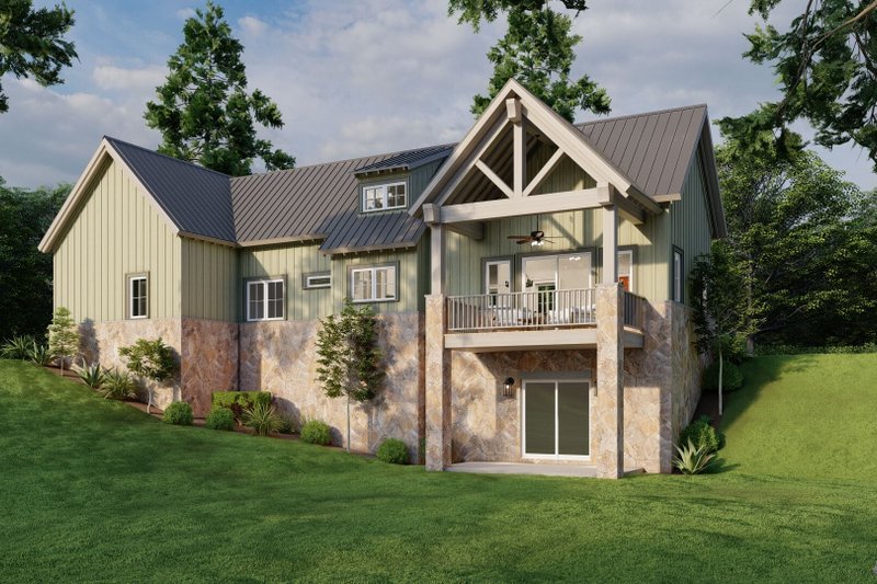 House Blueprint - Exterior - Rear Elevation for Cottage House Plan #923-345 - 2 bed, 2.5 bath