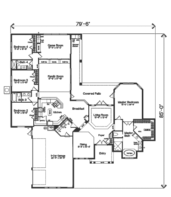 Classical Floor Plan - Main Floor Plan #135-190