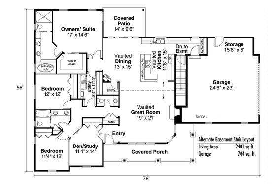Floor Plan - Other Floor for Ranch House Plan #124-948 - 3 bed, 2.5 bath