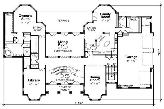 Floor Plan - Main Floor for European House Plan #20-2378 - 5 bed, 5 bath