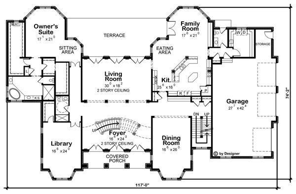 Architectural House Design - European Floor Plan - Main Floor Plan #20-2378