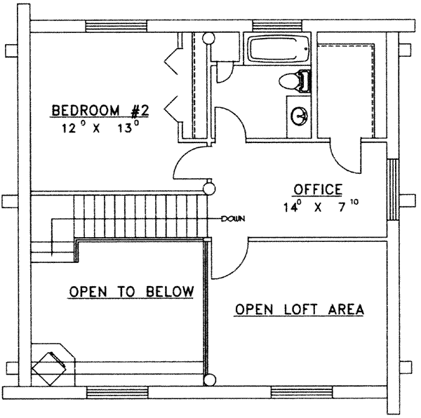 Log Floor Plan - Upper Floor Plan #117-473