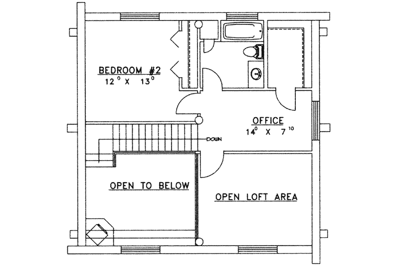 Home Plan - Floor Plan - Upper Floor for Log House Plan #117-473 - 2 bed, 2 bath