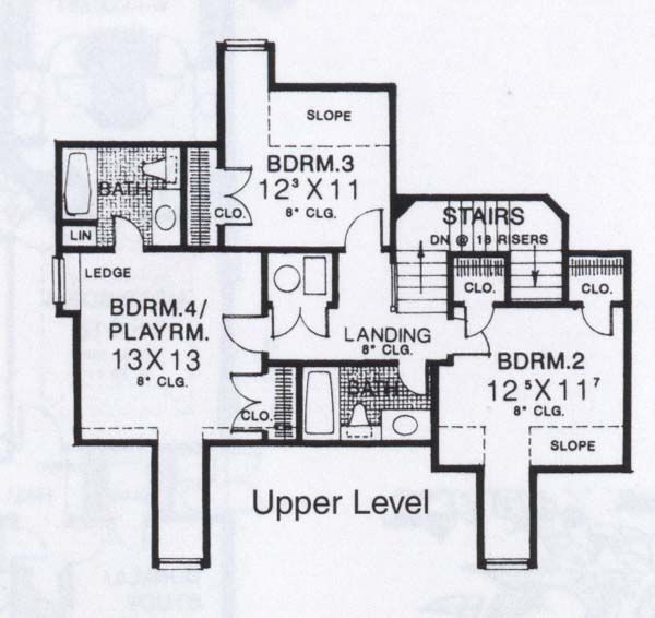 Traditional Floor Plan - Upper Floor Plan #310-856