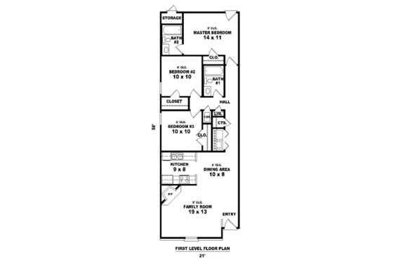 Floor Plan - Main Floor for Traditional House Plan #81-13857 - 3 bed, 2 bath