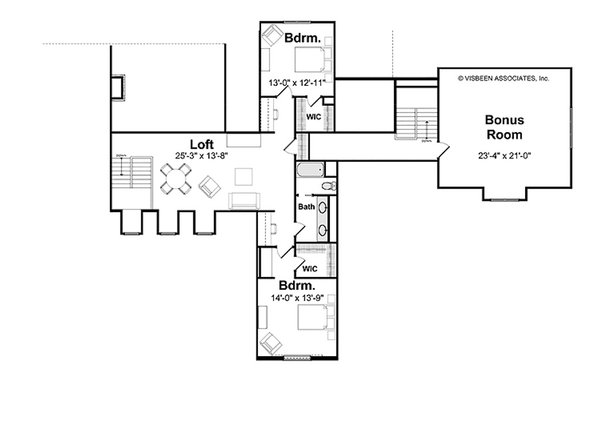 House Blueprint - Floor Plan - Upper Floor for Farmhouse House Plan #928-435 - 3 bed, 2.5 bath