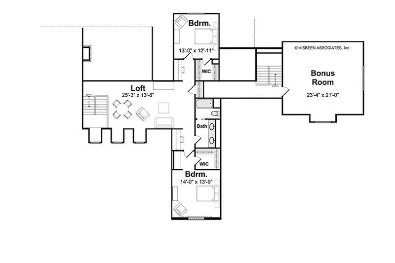 House Blueprint - Floor Plan - Upper Floor for Farmhouse House Plan #928-435 - 3 bed, 2.5 bath