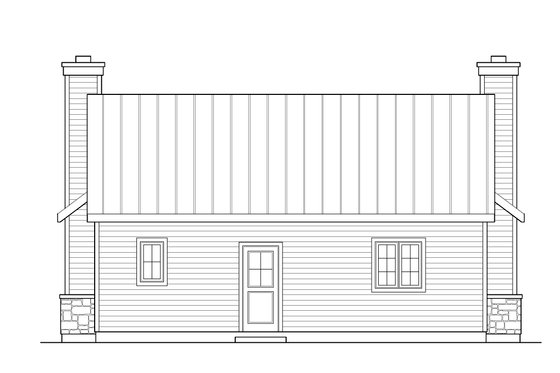 Exterior - Rear Elevation for Cabin House Plan #22-617 - 1 bed, 1 bath