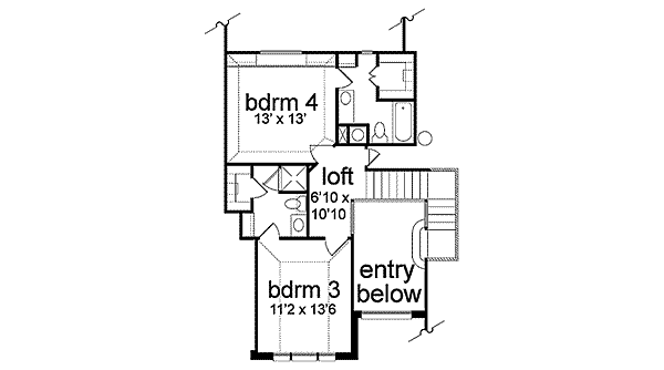 Traditional Floor Plan - Upper Floor Plan #84-188