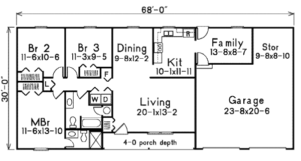 House Plan Design - Ranch Floor Plan - Main Floor Plan #57-517