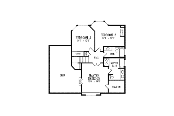 Floor Plan - Upper Floor for Adobe / Southwestern House Plan #1-537 - 4 bed, 3 bath