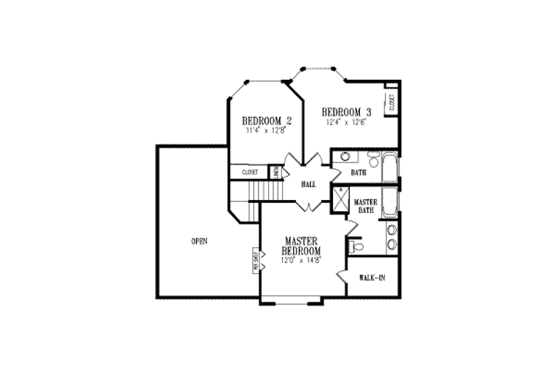 Dream House Plan - Floor Plan - Upper Floor for Adobe / Southwestern House Plan #1-537 - 4 bed, 3 bath