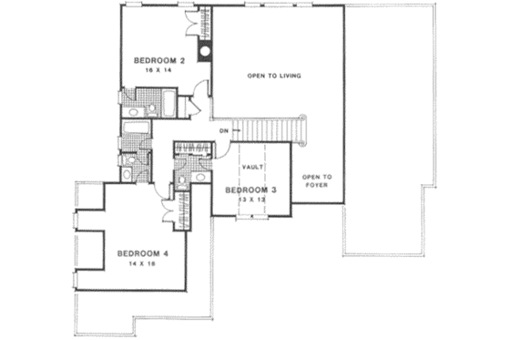 Floor Plan - Upper Floor for European House Plan #129-157 - 4 bed, 4.5 bath