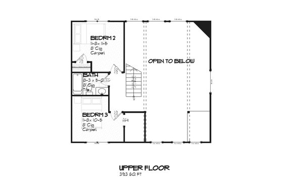 Floor Plan - Upper Floor for Farmhouse House Plan #901-11 - 3 bed, 2.5 bath