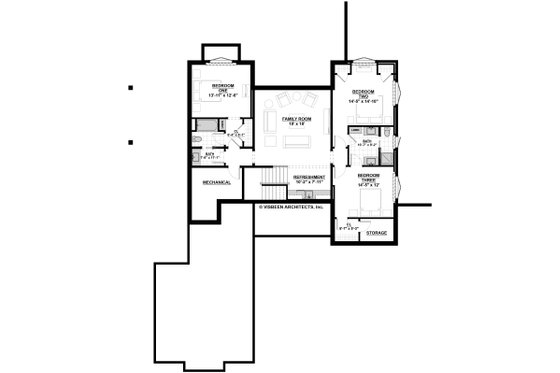 Floor Plan - Lower Floor for Farmhouse House Plan #928-301 - 4 bed, 3.5 bath