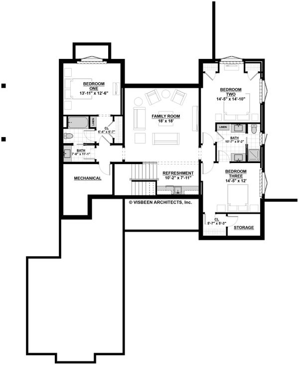 House Plan Design - Farmhouse Floor Plan - Lower Floor Plan #928-301